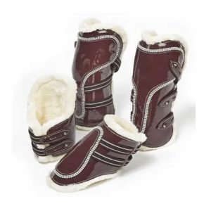 Horse Patent Leather Tendon & Fetlock Boots For Riding