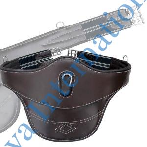 Thick Lined Fancy Belly Guard Girth with Leather/Sheepskin Padding and Snap Hook