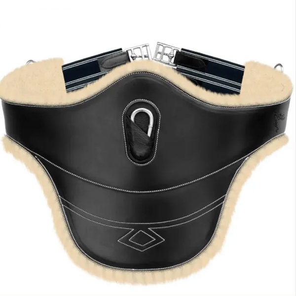 Thick-Lined-Fancy-Belly-Guard-Girth-with-LeatherSheepskin-Padding-and-Snap-Hook-3