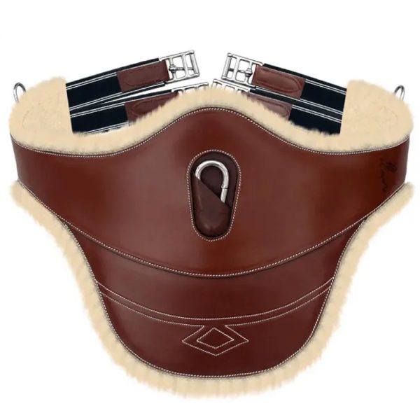 Thick-Lined-Fancy-Belly-Guard-Girth-with-LeatherSheepskin-Padding-and-Snap-Hook-4