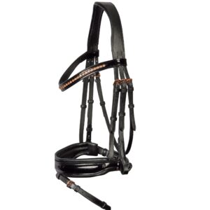 Horse Rose Gold Bridle Black Patent Leather