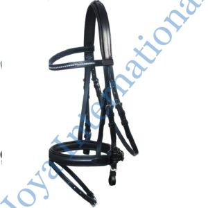 Horse Anatomical Leather Bridle With Reins Black