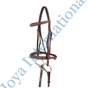 Brown Leather Padded Fancy Stitched Horse Bridle