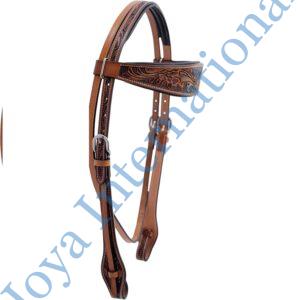 Horse Headstall Natural Leather Antique Tooling
