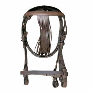 Horse Spanish Leather Bridle with Reins Brown