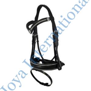 Anatomic Black Leather Bridle Set & Silver Piping