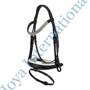 Horse Bridle with White 5 Row Crystal Brow Band