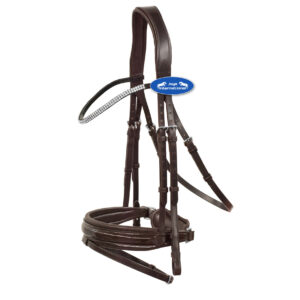 Premium brown leather English bridle for dressage