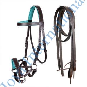 Horse Pull Side Bitless Bridle with Reins